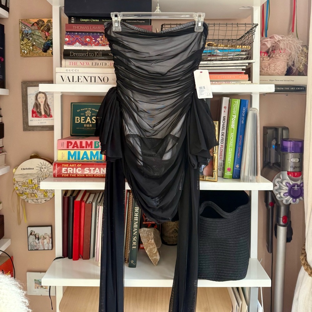 Norma Kamali Ruffled Sheer Mesh Mini Dress - Picture 7 of 14